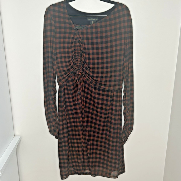 House of Harlow 1960 Dresses & Skirts - House Of Harlow Midi Skirt Blouse Outfit L Black Check Stretch Shirred 2 Piece